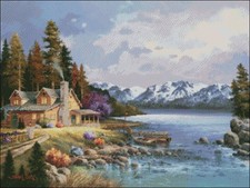 Needlework Crafts Embroidery Counted Cross Stitch Kit 14 ct - Mountain Cabin