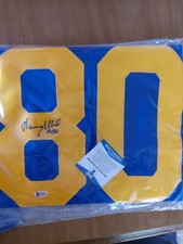 St. Louis Rams Henry Ellard Autographed Pro Style Custom Blue Jersey BECKETT ...