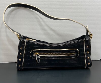 VINTAGE Y2K VIBES FAUX LEATHER BLACK CROCODILE SHOULDER BAG | eBay 