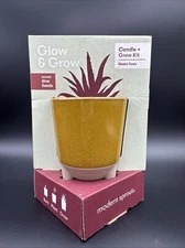 Glow & Grow Candle + Grow Kit with Aloe Seeds Dessert Oasis Modern Sprout NEW