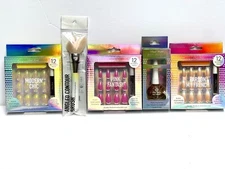 36 pc Press On Professional Nails Pearl World Nails, 1 Brush, 1 Polish - Set NEW