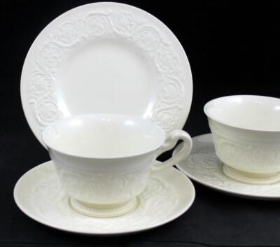 Wedgwood Patrician Group of 2 Cup and Saucer Sets with 1 Bread and Butter Plate