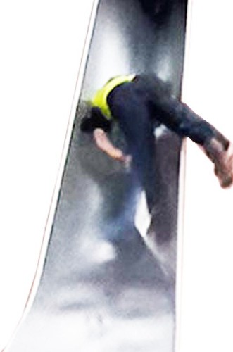 Boston Cop In Slide - Funny Sticker