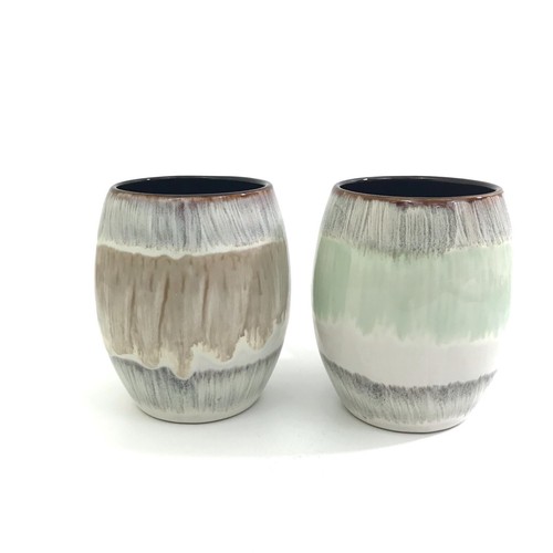 AMERICAN ATELIER Dip Dye Ombre Mug Set 2 Reactive Glaze Stripe Stoneware PAIR - Picture 4 of 10