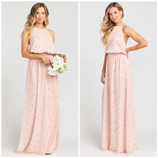 Show Me Your Mumu Heather Halter Maxi Dress Blush Meadow Wedding Bridesmaid L