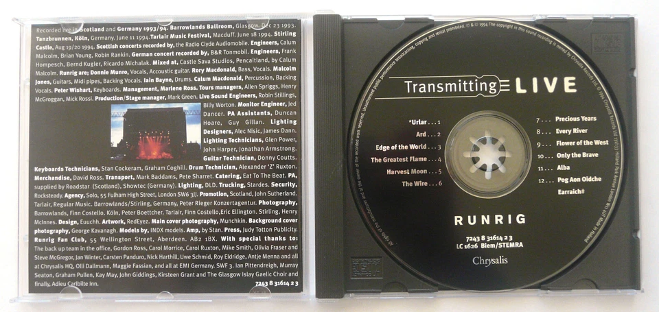 Runrig - Transmitting Live | CD neuwertig | Chrysalis | 1994 | 16p Booklet - Bild 2 von 3