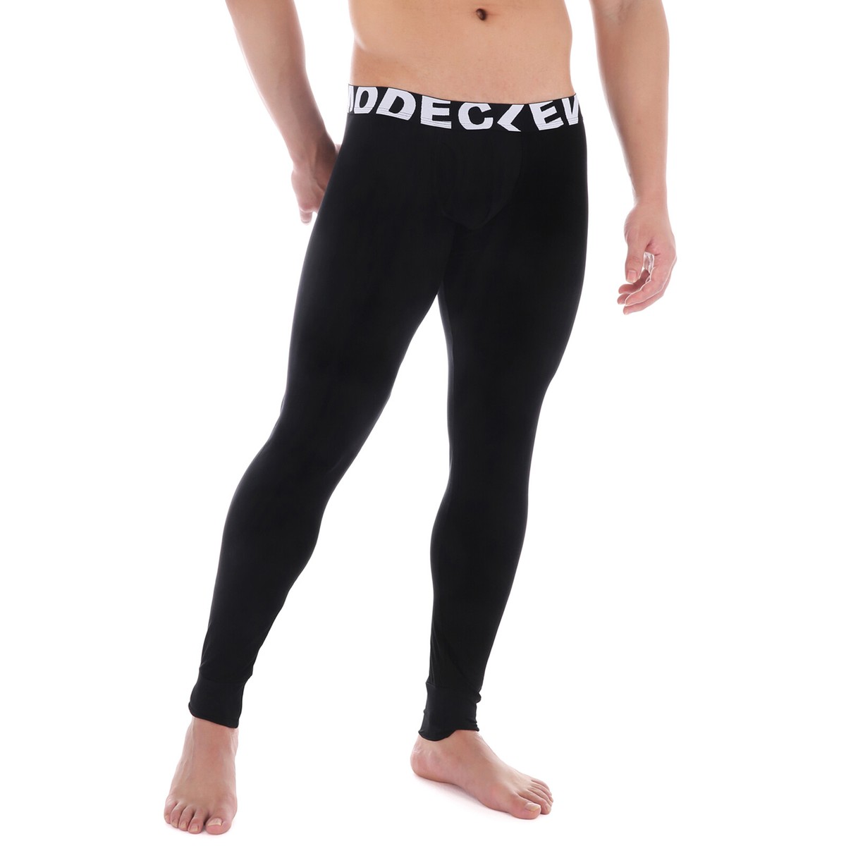 Men Long Johns Thermal Underwear Leggings Open Crotch Pants