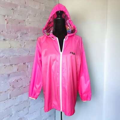 Fila Sport Lightweight Rain Jacket Womens Size M Pink Lined Floral