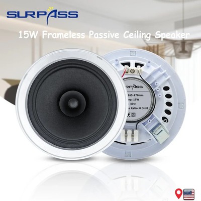 15W 6'' Recessed Ceiling Speaker - Passive Sound System for Home & Business