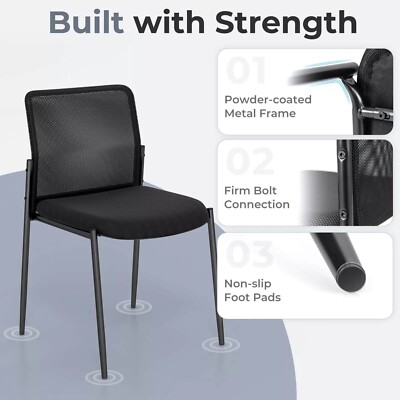Office Guest Chair Set of 2 w/ Breathable Mesh Back Padded Seat for Waiting Room