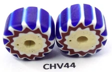 2 CREAM CORE Venetian Chevron Trade Bead African from Estate CHV44 Bg 73 Italy