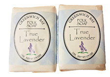 2 Bars Greenwich Bay Folk Soap True Lavender 2.75oz each Hand Milled Shea Butter