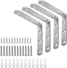 	L Bracket 4X4 Inch Max Load 25Lb/12Kg Heavy Duty Stainless Steel Solid Shelf	