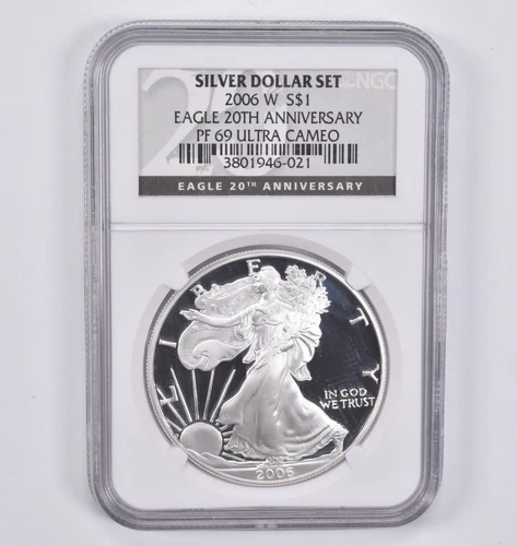 PF69 2006-W American Silver Eagle Silver Dollar Set 20th Anniversary NGC *2595