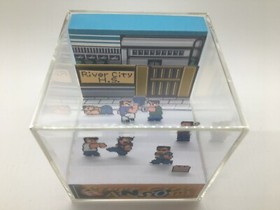 River City Ransom Brawl outside the Higschool Barf! Shadow Box Diorama Decor NES