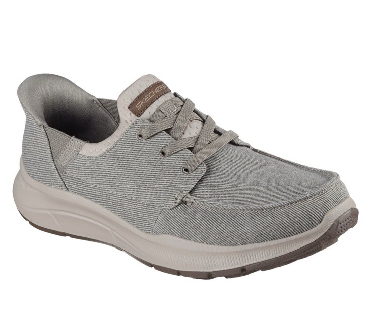 Skechers Men's Shoe Swift Fit Hands Free Lace Up Moc Toe Taupe