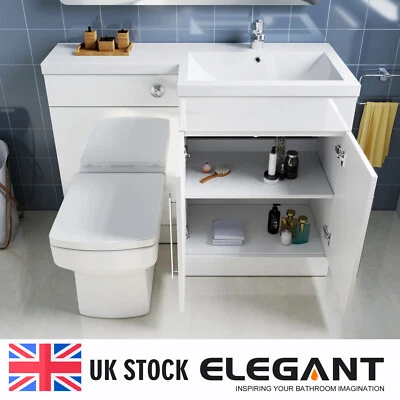 Close Coupled Toilet Bathroom Vanity Units Sink WC with Concealed Cistern Suite