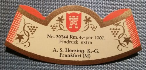 Vecchio Etichetta Weinetikett Flaschenhalsetikett Herzing KG di Francoforte