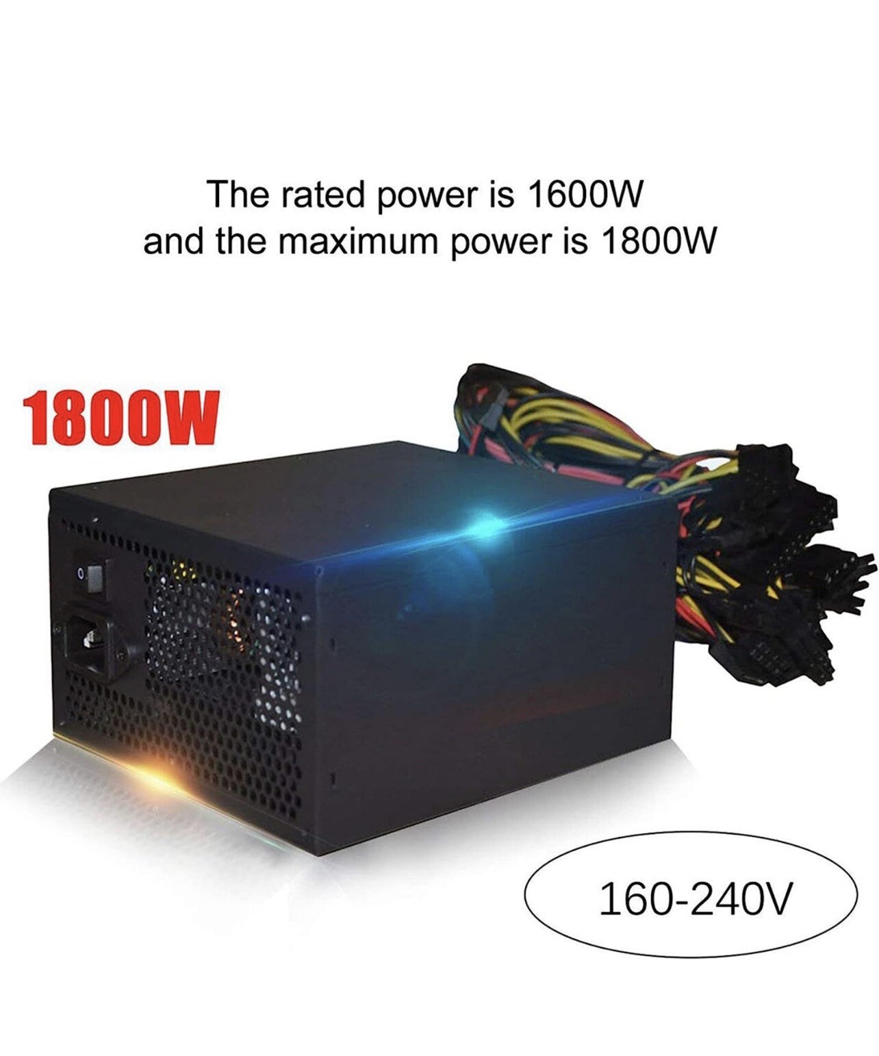 1800w Mining Power Supply 6/8gpu Eth Btc Rig Ethereum ATX Mining Rig ...