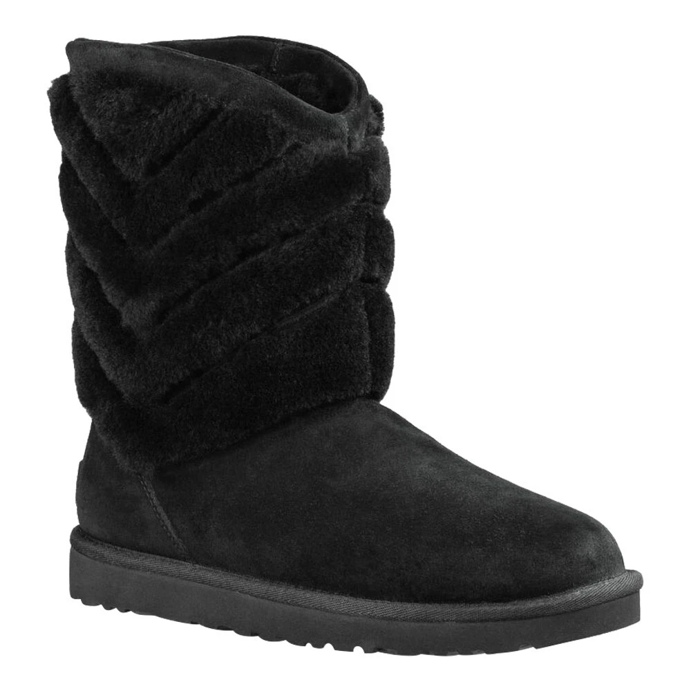 UGG Tania Black Suede Sheepskin Cuff Short Winter Boots 1012391