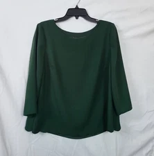 Talbots Womens Green Scoop Neck Scalloped Hem Side Zip Split Back Lined Top Sz M