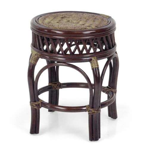 Ginger Handmade Rattan Wicker Stool Ottoman Plant Stand - Picture 14 of 30