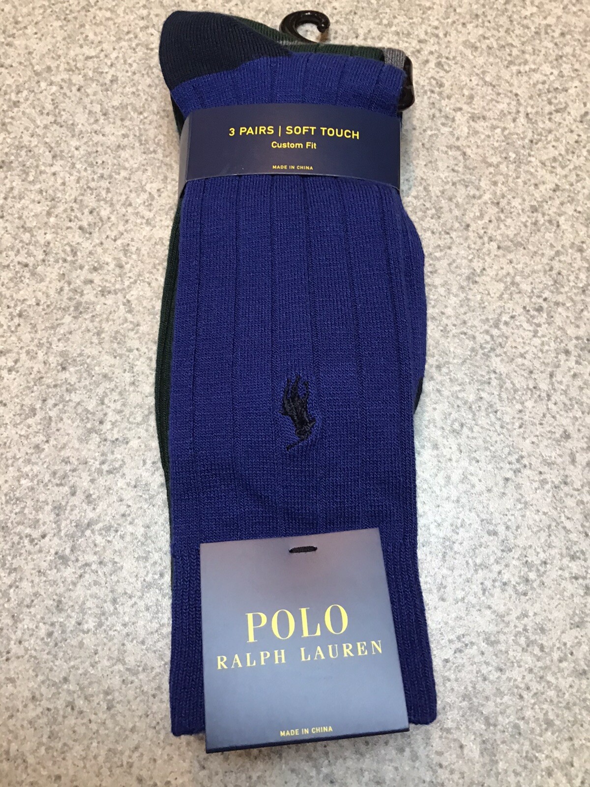 PONY POLO RALPH LAUREN 3 PAIA CALZE UOMO SOFT TOUCH VESTIBILITÀ PERSONALIZZATA BLU GRIGIO VERDE 10 13
