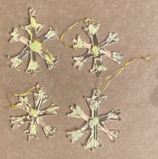 4 - 2" Handblown Clear Glass Snowflake Ornaments