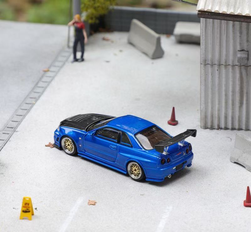 Fuji 1:64 Blue Carbon Skyline GTR R34 Nismo Z-Tune Model Diecast