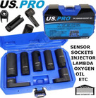 US PRO Tools 7pc Oxygen Lambda Oil Injector, Etc Sensor Socket Sockets Set 5592