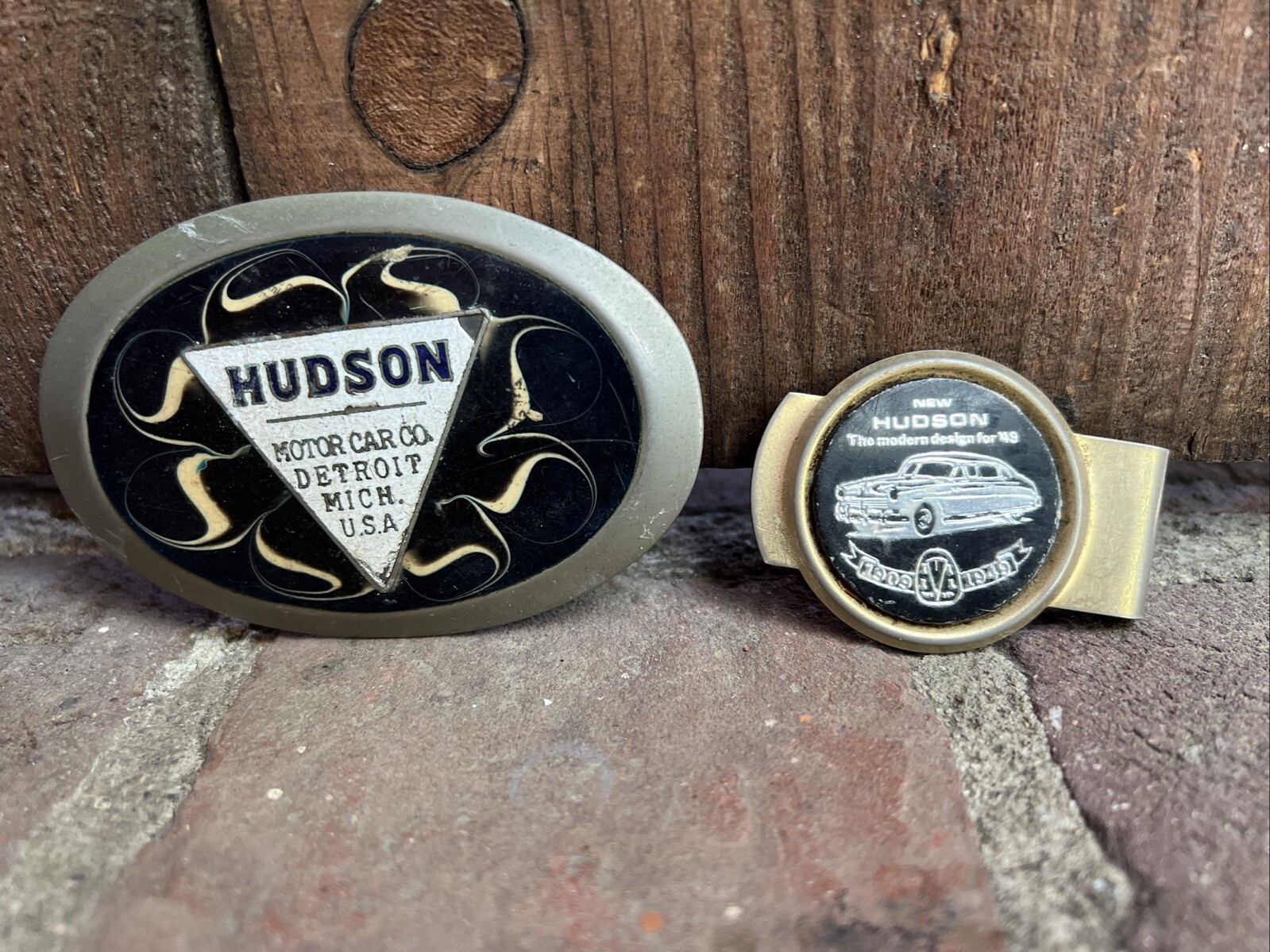 HUDSON -  money clip ORIGINAL  Tag Master +  Belt Buckle 1949 New Advertisement-image