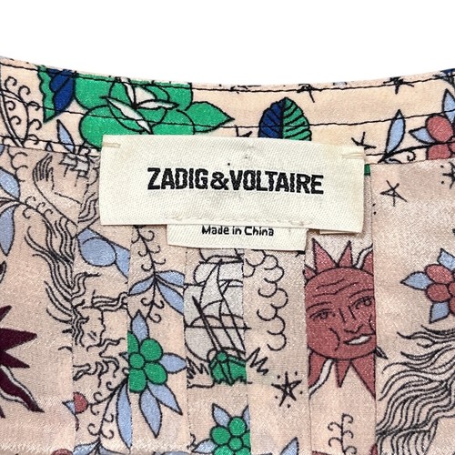 Zadig & Voltaire Thai Tattoo Silk Top Blouse S/S Shirt All Over Print Womens S - Picture 7 of 10