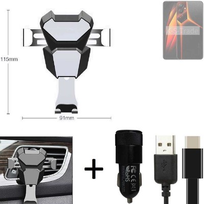 Lüftungsschlitz Autohalterung für Tecno Pova 4 Pro + Autoladegerät Auto-Halte