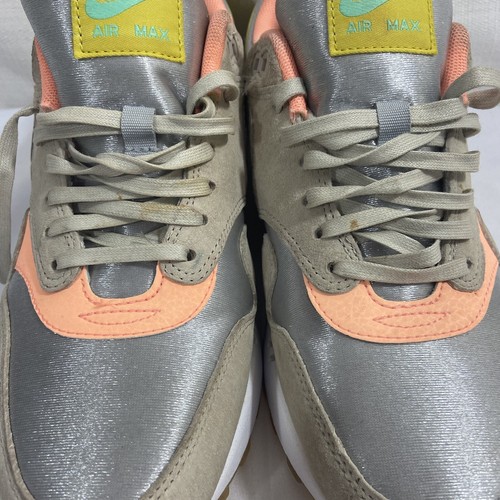 Nike WMNS Air Max 1 454746-006 Running Metallic Silver Sunset Glow 8.5 Ship Free - Picture 8 of 11