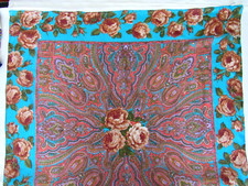 Rose Paisley 100 Silk Hand Rolled Printed Scarf 33"x33" Multicolor China
