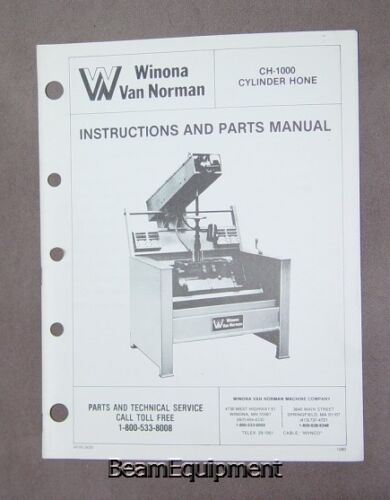 Winona Van Norman CH-1000 Cylinder Hone Manual - Bild 1 von 1