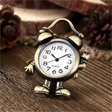 Cute Human Shape Clock Pocket Watch Vintage Bronze Keychain Novelty Quartz Watch
