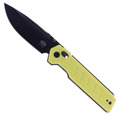 Critical Strike X504 Folding Knife Yellow G10 Handle VG-10 Plain Black X504-YEBF