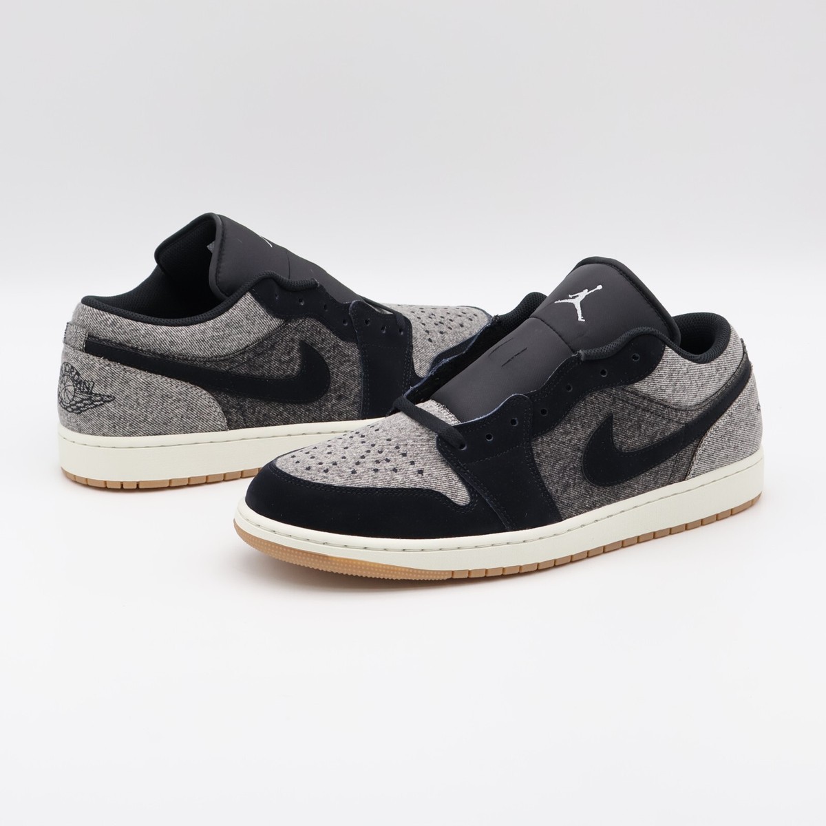 HJ4360-001 Nike Air Jordan 1 Low Dark Black Denim Light Smoke Grey