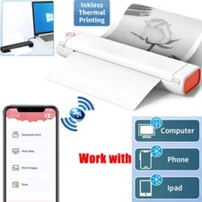 A4 Portable Mini Wireless Bluetooth Inkless Thermal Printer Tattoo Paper lot