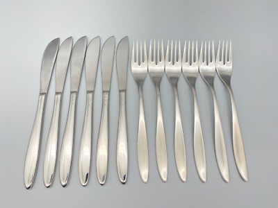 DESIGNER BSF ZWILLING BESTECK 12 TEILE 18/ 10 EDELSTAHL 6 PERSONEN ALTE SERIE
