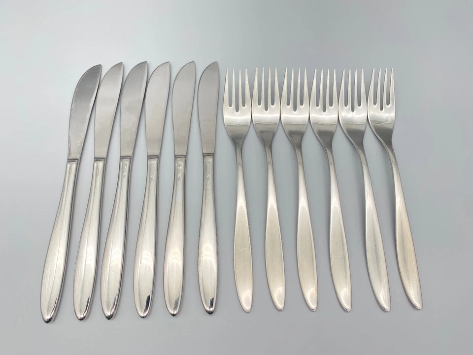 DESIGNER BSF ZWILLING BESTECK 12 TEILE 18/ 10 EDELSTAHL  6 PERSONEN ALTE SERIE