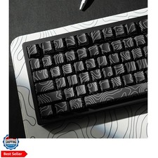 Black Topographic keycaps Double Shot PBT keycaps Shine Through Keyboard Keys...