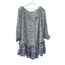 Spell & The Gypsy Flora Boho Mini Dress Purple Border XS