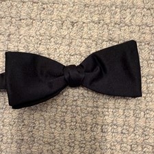 Silk Bow Tie Black Classic Solid Men's Woven Clip Attachment Adjustable Strap