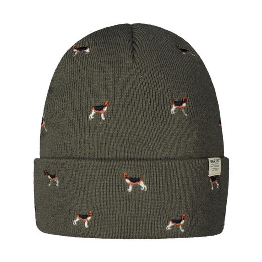 Barts Vinson Beagles Dog Design Cuffed Beanie Hat Green