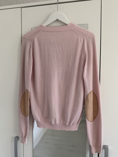 Cardigan femme Maison Margiela rose boutonné col V patch coude coton taille M - Photo 7/17