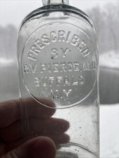 Antique Dr R.V. Pierce MD Buffalo NY Clear Embossed Glass Medicine Bottle Jar