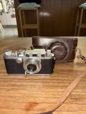 Leica IIIC Camera w/ Leitz Elmar 5cm f/3.5 Lens, Silver, Leather Case