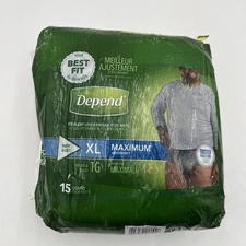 NEW!! Depend FIT-Flex Incontinence Underwear Diapers Pants for Men *XL* 15 Count